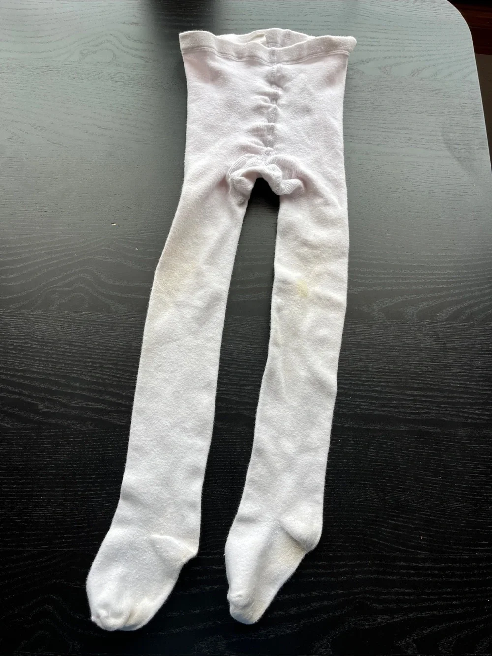 Girls White Knit Tights Size 7-10 Full Length Stretchy Stockings